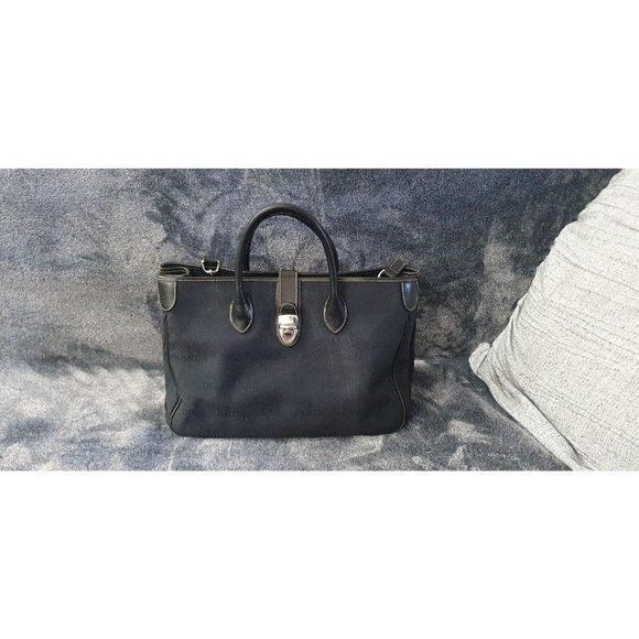 Dooney & Bourke Midnight Blue Signature Canvas Leather Trim Satchel Shoulder Bag - Picture 8 of 16